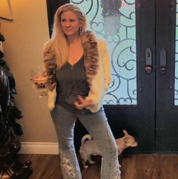 Soft, Ivory Rabbit Fur Coat w/Fox Collar - Picture 12 of 16